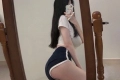 침대 위 돌핀팬츠 발바닥 거울샷