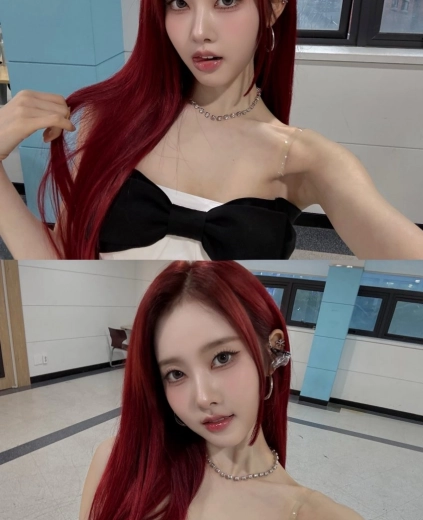 스테이씨 시은 야드랑이 제대로 터진 투명끈 민소매 셀카