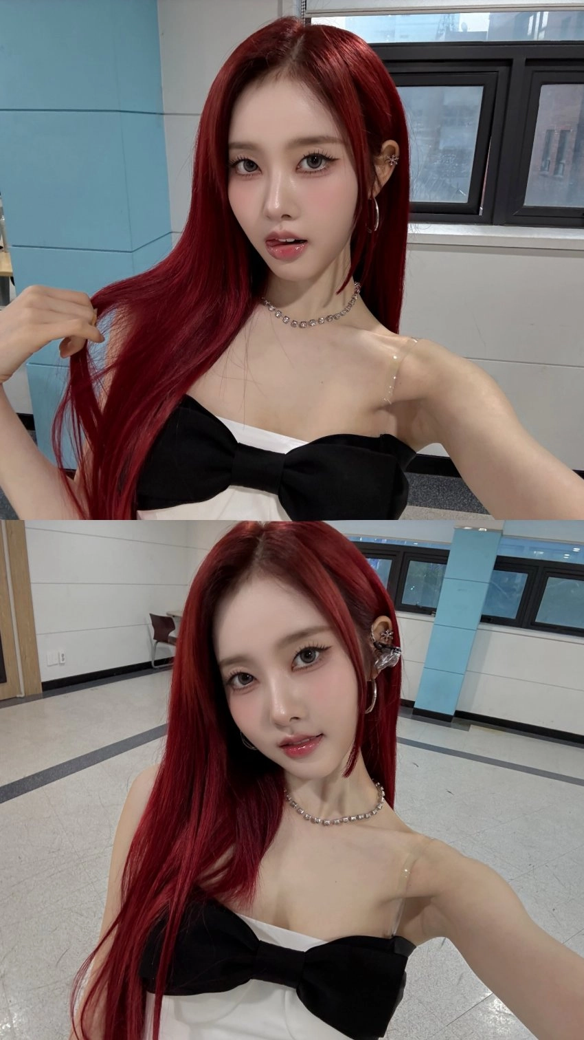 스테이씨 시은 야드랑이 제대로 터진 투명끈 민소매 셀카