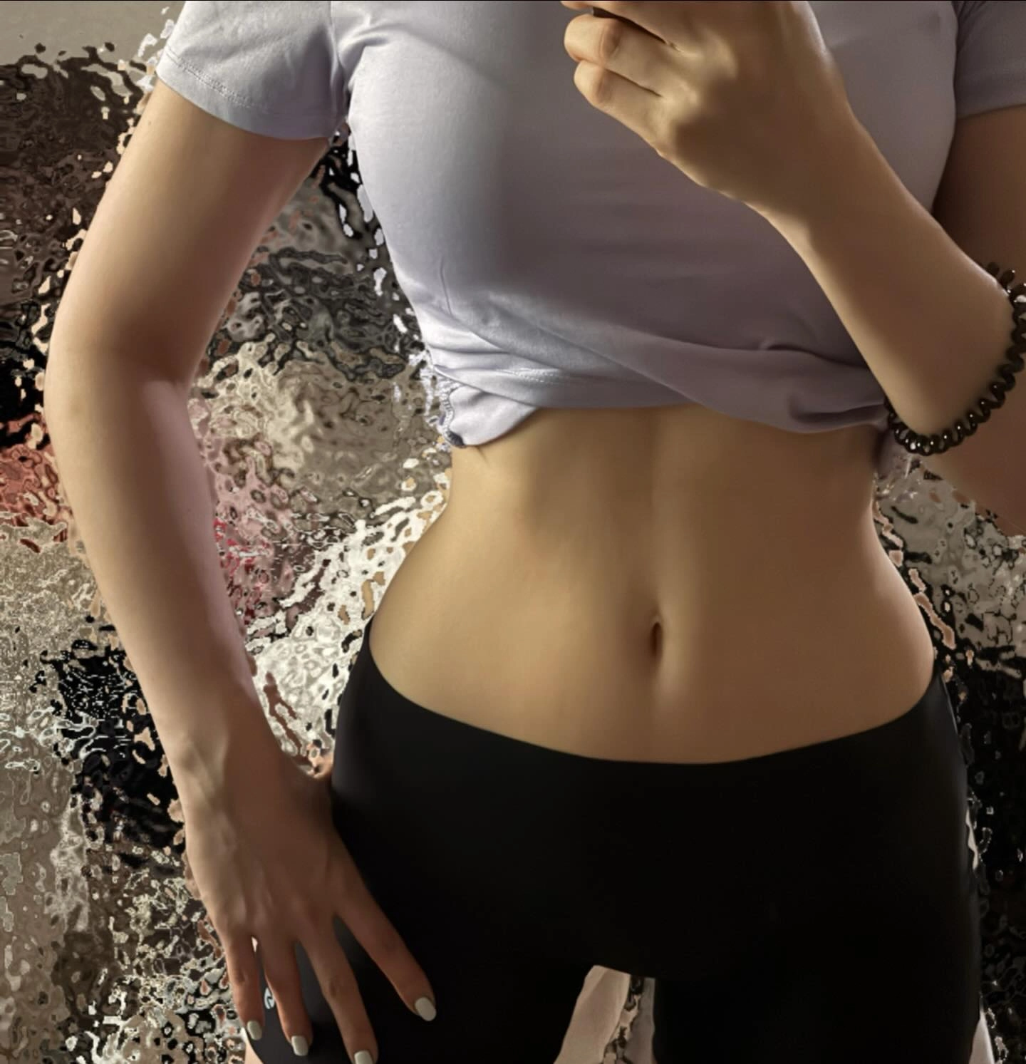 레깅스 위 잘록한 허리